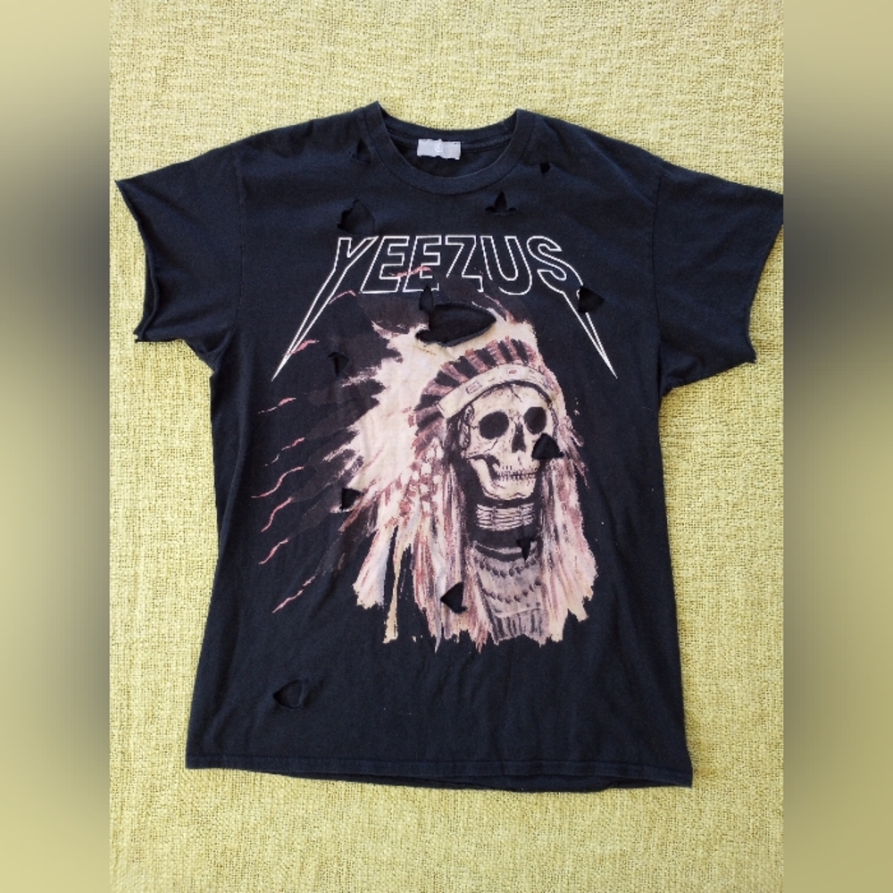 Yeezus kanye west indian skull distressed t-shirt